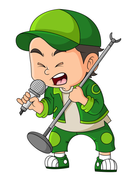 那个酷酷的男孩戴着帽子，用高音唱歌图片下载