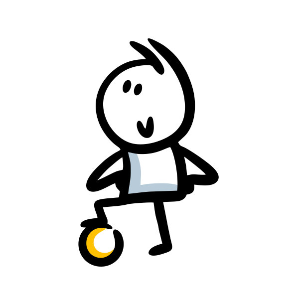 运动涂鸦男孩把他的手放在球和微笑。图片下载