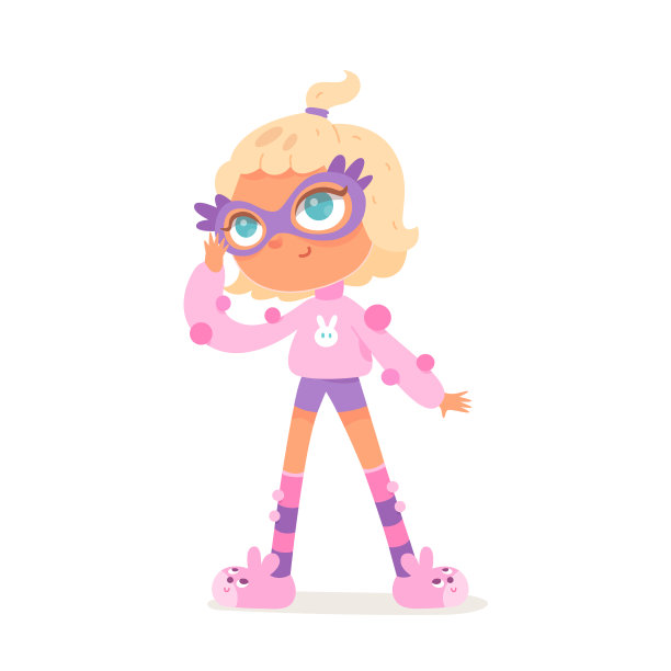 可爱的女孩超级英雄，有着可爱超能力的孩子穿着粉色可爱的服装，戴着面具图片下载