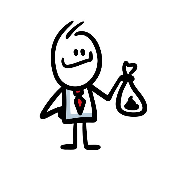 有趣的人物，里面有个塑料包装和狗屎。图片下载