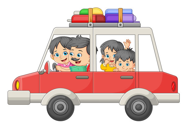 这个快乐的大家庭将一起开车去旅行图片下载