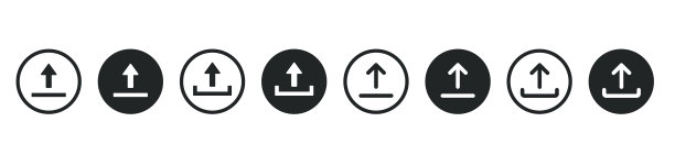 黑色上传下载按钮图标。上传图标。下箭头底部边的符号。按此按钮。保存云图标按钮UI UX，网站，移动应用程序。图片下载