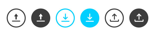 黑色下载上传按钮图标。上传图标。下箭头底部边的符号。按此按钮。保存云图标按钮UI UX，网站，移动应用程序。图片下载