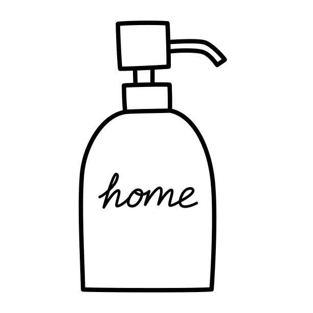 肥皂分配器图标，浴室装饰，家庭装饰的想法，斯堪的纳维亚和日本室内，矢量涂鸦插画图片下载