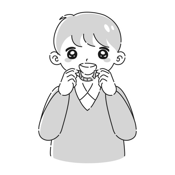 儿童戴上正畸牙套的插图图片下载