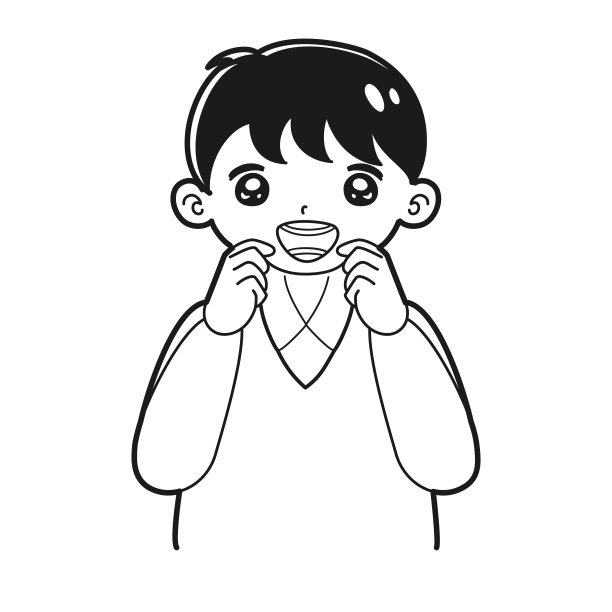 儿童戴上正畸牙套的插图图片下载