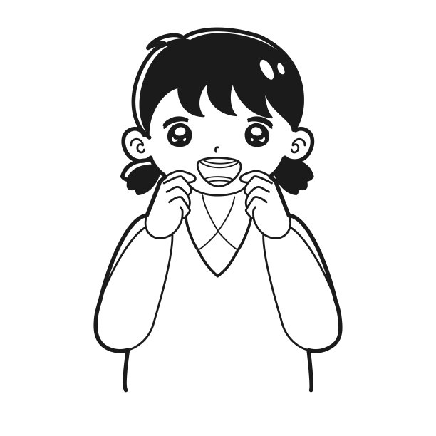 儿童戴上正畸牙套的插图图片下载