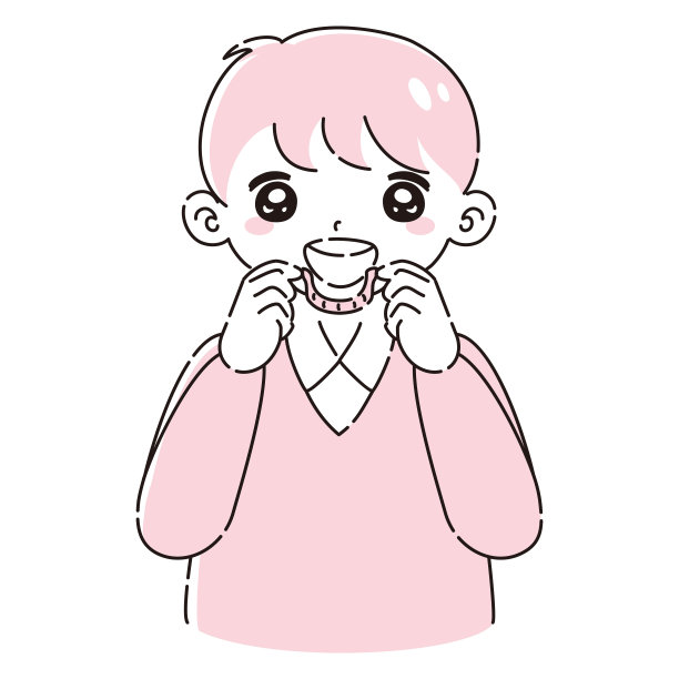 儿童戴上正畸牙套的插图图片下载