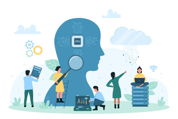 人工智能，机器学习，微型人分析电路里面的头图片下载