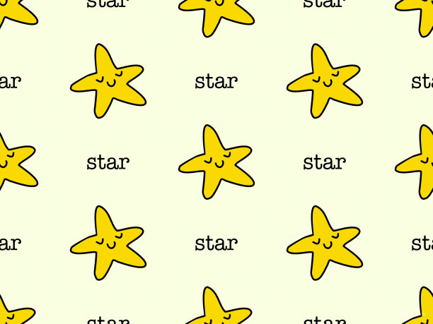 黄色背景上的星星无缝图案图片下载