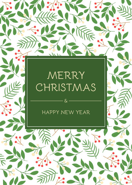 带有冬季花卉图案的节日贺卡。图片下载