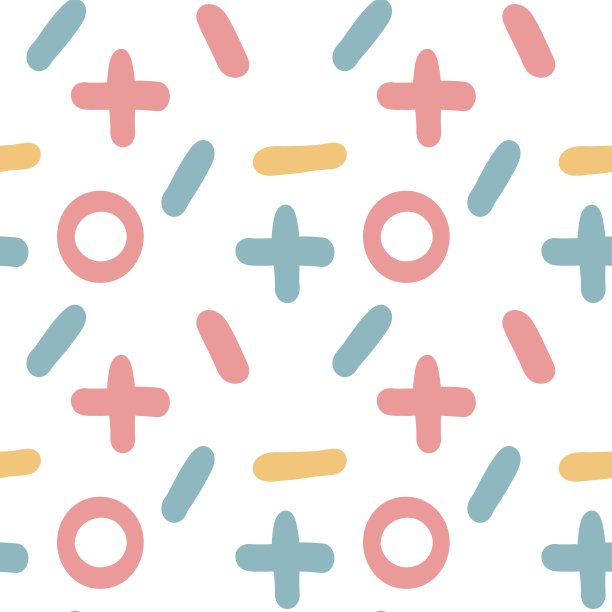 无缝模式的零，叉和破折号。用于织物、包装纸上的印刷。图片下载