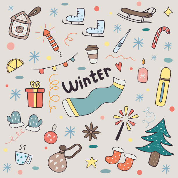 手绘涂鸦冬季套装图片下载