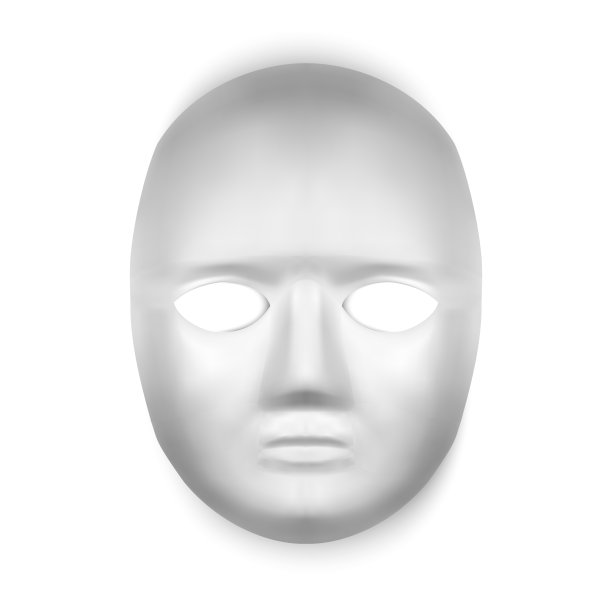 白色的狂欢节面具。逼真的白色面具上的白色背景图片下载
