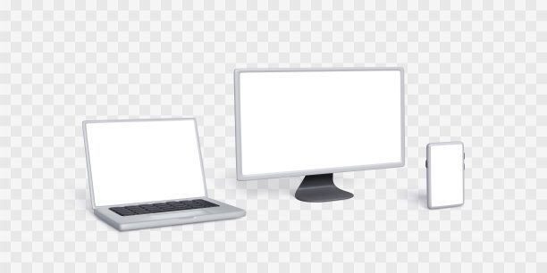 笔记本电脑，PC显示器和智能手机模拟图片下载
