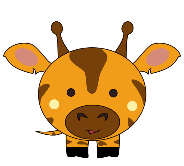 可爱的长颈鹿卡通卡哇伊平面孤立矢量插图图片下载