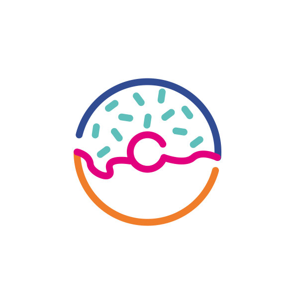 抽象的彩色甜甜圈标志图标。图片下载