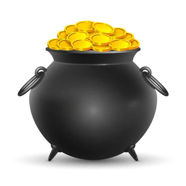 圣帕特里克节的一罐金币。爱尔兰的节日。小妖精黄金。好运的象征。图片下载