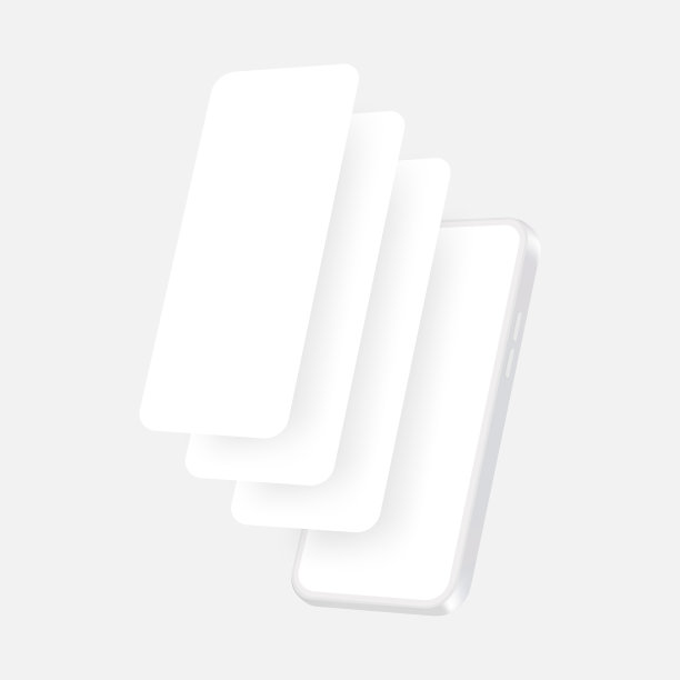 白色智能手机模型与空白移动网页，透视视图图片下载