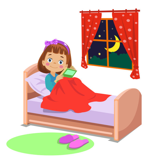 男孩在床上看书图片下载