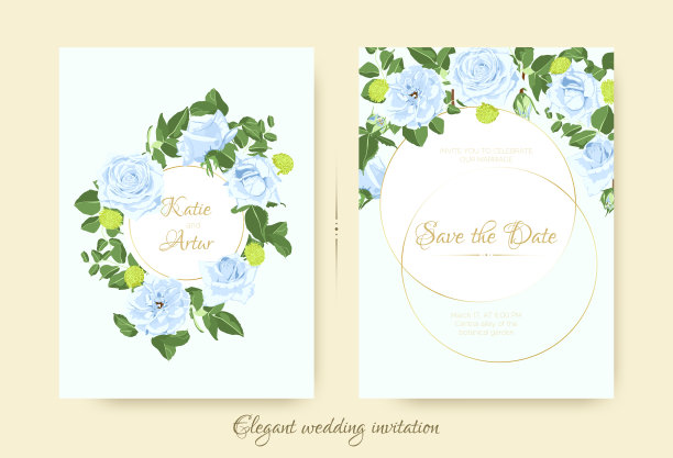 婚礼请柬上的复古花。图片下载