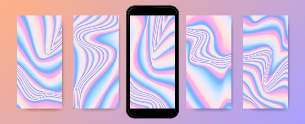 抽象的波浪渐变背景，全息屏保设置。图片下载