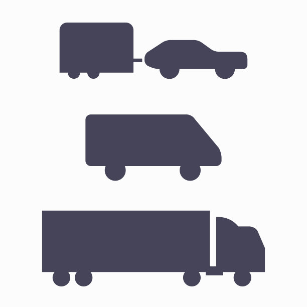 带拖车的汽车，小巴，卡车。平面矢量插图孤立在白色上图片下载