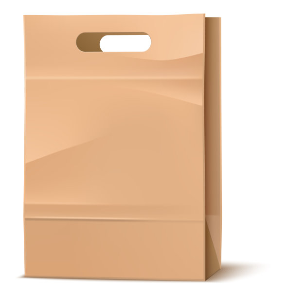 街头食品包装。逼真的纸质外卖容器。孤立的方案模型。有把手的纸板空白袋。环保回收袋。商店的商品包装。Vector一次性饭盒图片下载