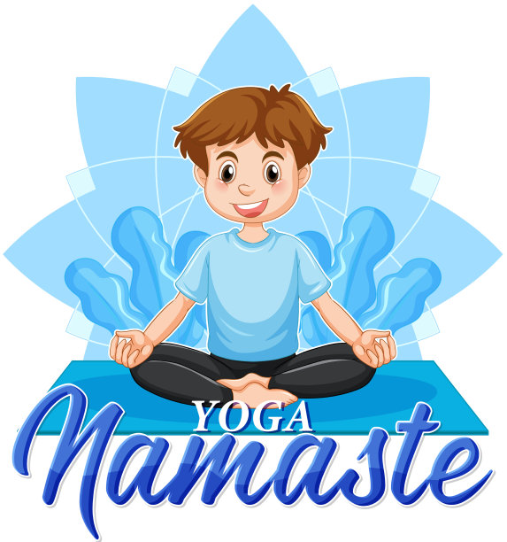 一个男人在做瑜伽和文字图片下载