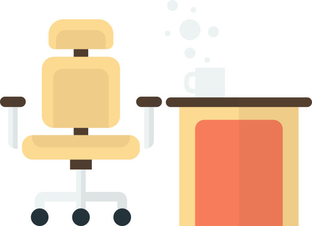 简约风格的椅子和书桌插画图片下载