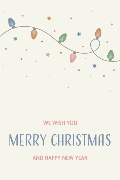 手绘圣诞彩灯——贺卡。矢量图图片下载