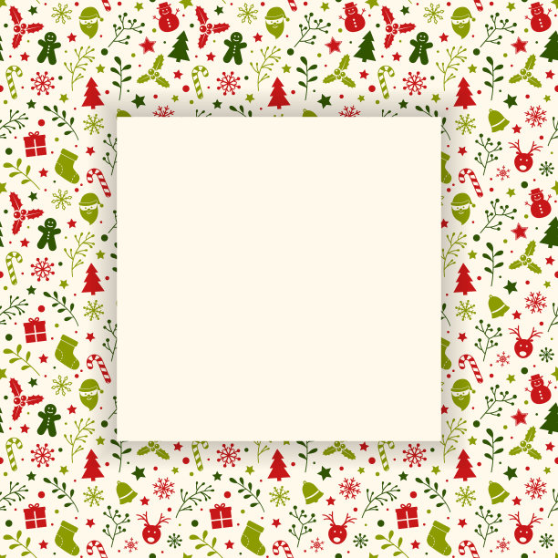 圣诞背景与饰品和复制空间。空的圣诞贺卡。向量图片下载