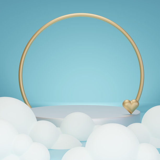 3D渲染云在蓝色背景上的产品拍摄图片下载