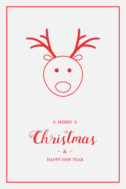 写有驯鹿和问候的圣诞卡。圣诞节的背景。向量图片下载
