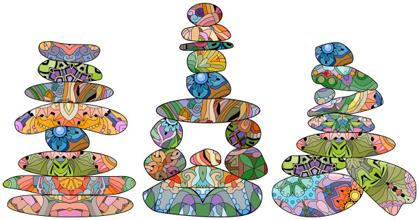 用彩色石头制作的平衡图。图片下载