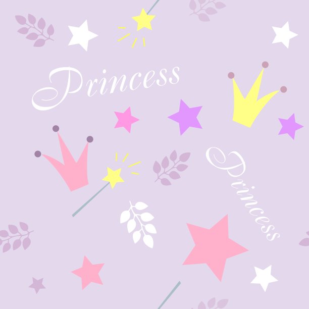 无缝公主模式。凉爽时尚的丁香图案的女孩。粉彩背景的织物，墙纸，衣服图片下载