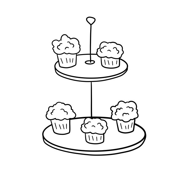 两层托盘纸杯蛋糕。盛着甜点的盘子。图片下载