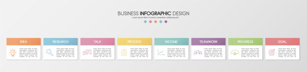 极简的信息图表模板与8个选项。向量图片下载