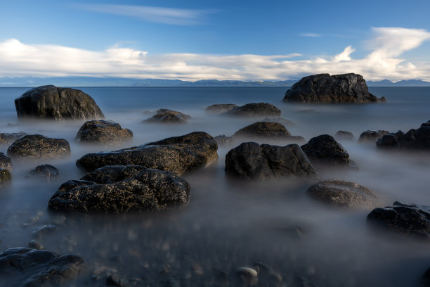 长期曝光在神秘海滩，胡安德富卡小径，温哥华岛，BC图片下载