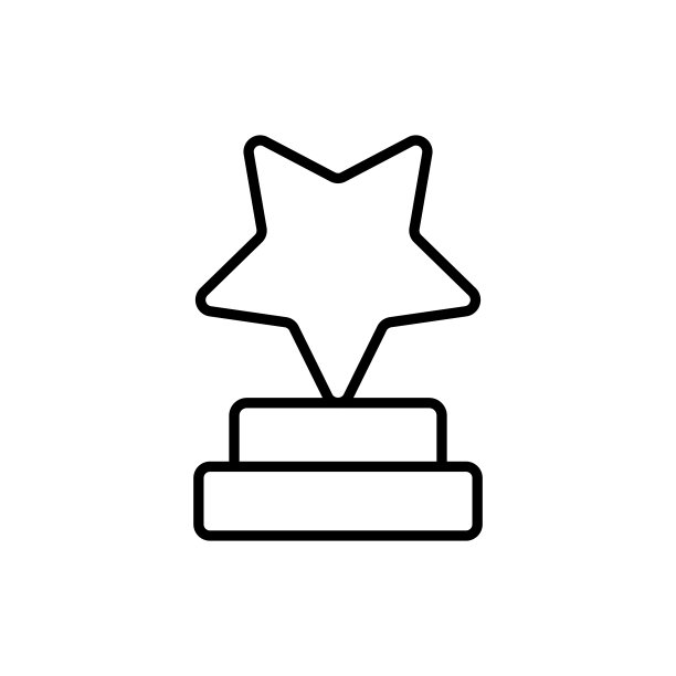 明星雕像线图标。成就，成就，顶端，反馈，评级，比率，评论，反应，奖励，徽章，奖杯。经营理念。白色背景上的矢量黑线图标图片下载