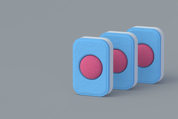 排洗碗机洗涤剂片在灰色背景。副本的空间。三维渲染图片下载