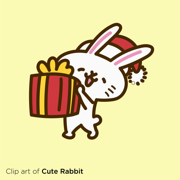 兔子人物插画系列《带着微笑的圣诞老人带着礼物》图片下载