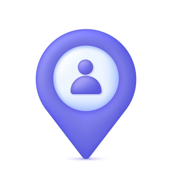 3 d位置图标。带有男人图标的位置别针。GPS导航器指针。图片下载
