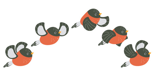 冬季红鸟飞步动作设计元素概念插画图片下载