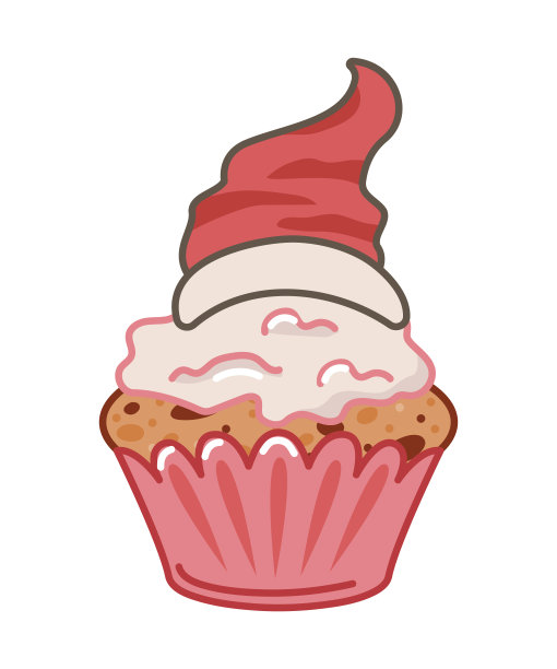 圣诞快乐，圣诞帽小蛋糕。矢量插图。图片下载