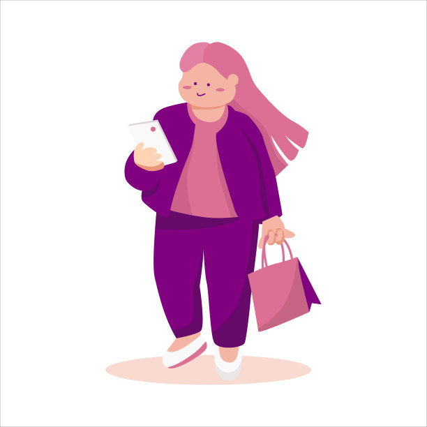 快乐的女人玩手机，享受购物。图片下载