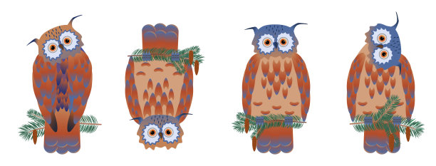 猫头鹰装饰套装图片下载