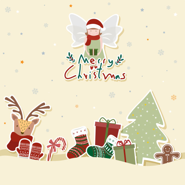 矢量插图的装饰元素的星星和雪花背景为圣诞快乐的概念图片下载