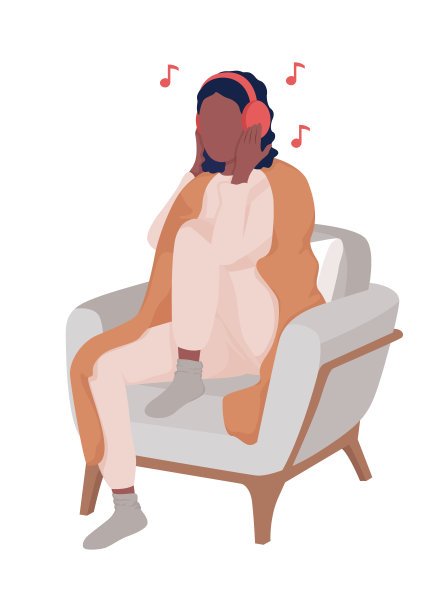 女士听音乐半平色矢量字图片下载