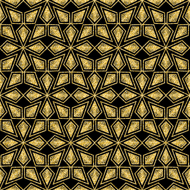 阿拉伯金黑色背景的纺织品，无缝模式闪闪发光闪烁设计图片下载
